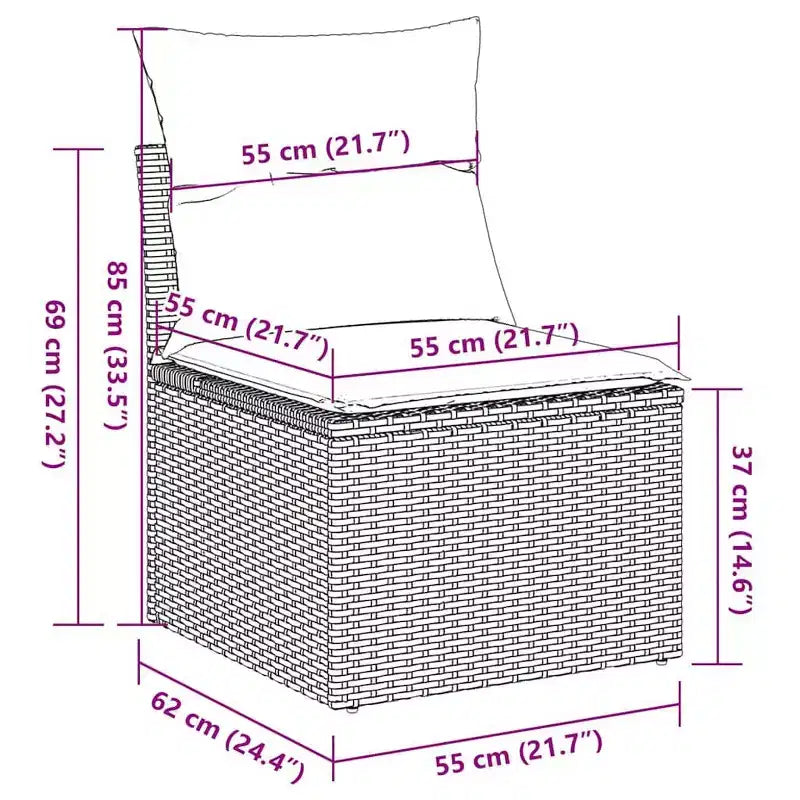 vidaXL Gartensitzgruppe Schwarz und Cremeweiß PE Rattan Groß Modular
