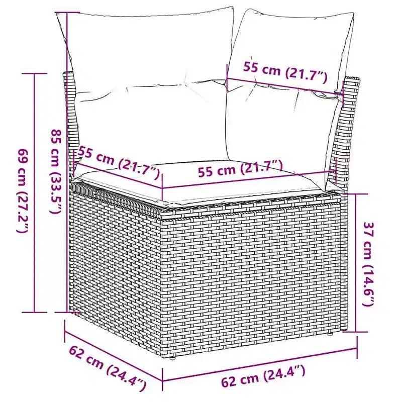 vidaXL Gartensitzgruppe Schwarz und Cremeweiß PE Rattan Groß Modular