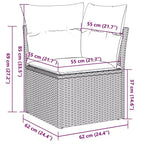 vidaXL Gartensitzgruppe Schwarz und Cremeweiß PE Rattan Groß Modular