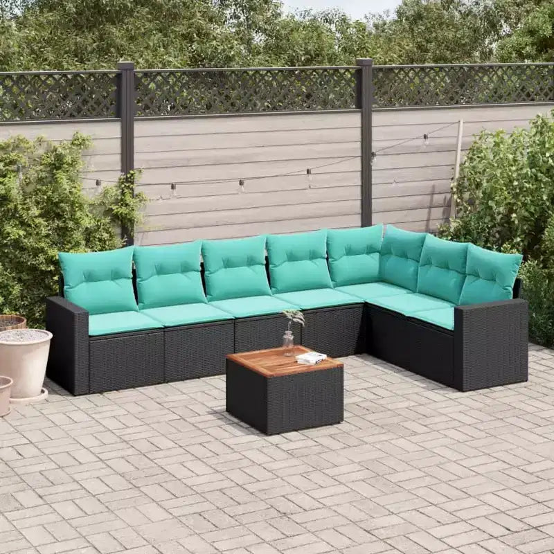 vidaXL Gartensitzgruppe Schwarz und Cremeweiß PE Rattan Groß Modular