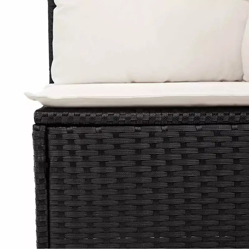 vidaXL Gartensitzgruppe Schwarz und Cremeweiß PE Rattan Groß Modular
