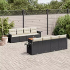 vidaXL Garten-Sofa-Set Schwarz Polyrattan, pulverbeschichteter Stahl, Akazienholz