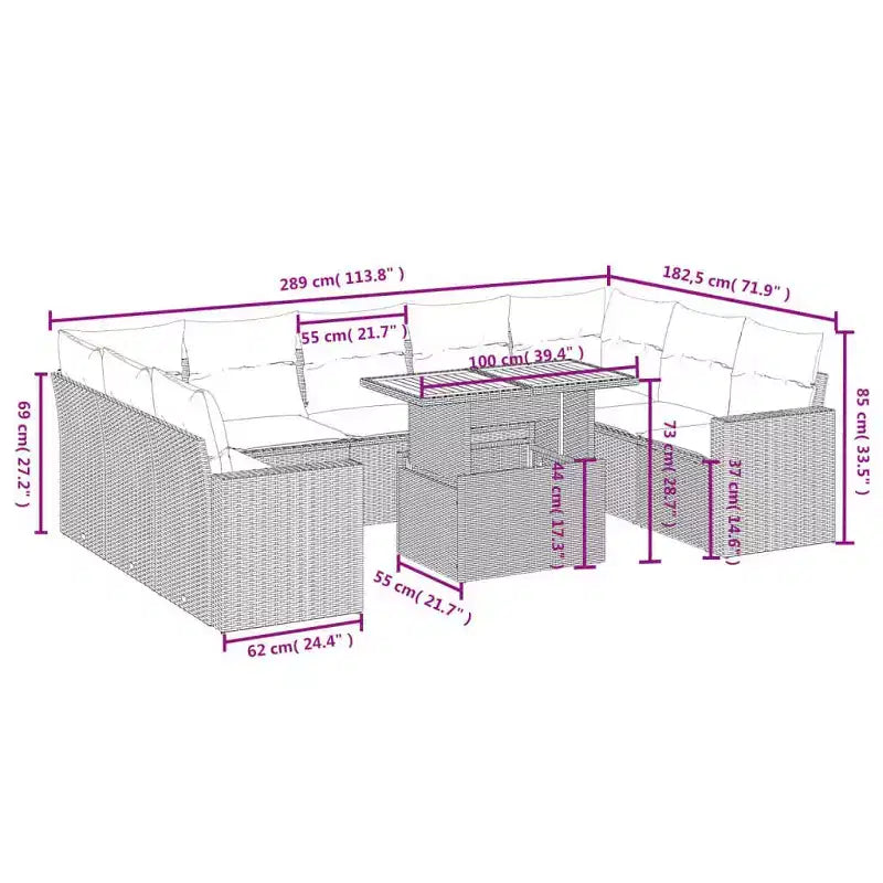 vidaXL Garten-Sofa-Set Grau