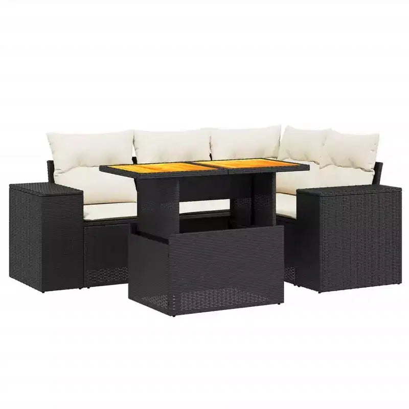 vidaXL Garden Sofa Set Black PE Rattan Large Garden Sofa Set