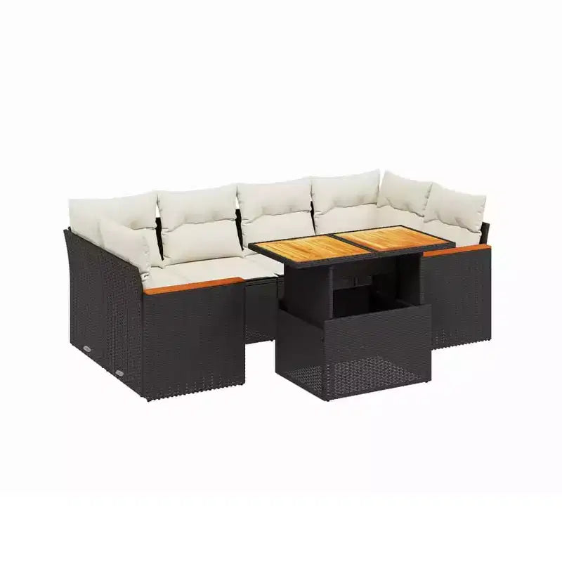 vidaXL Garden Sofa Set Black and Cream