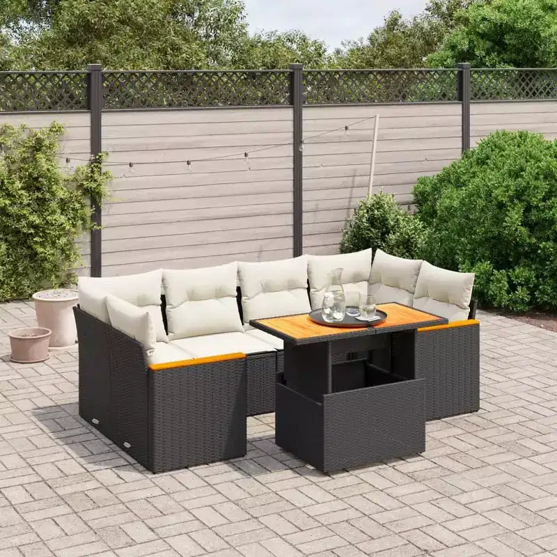vidaXL Garten-Sofa-Set Schwarz und Creme