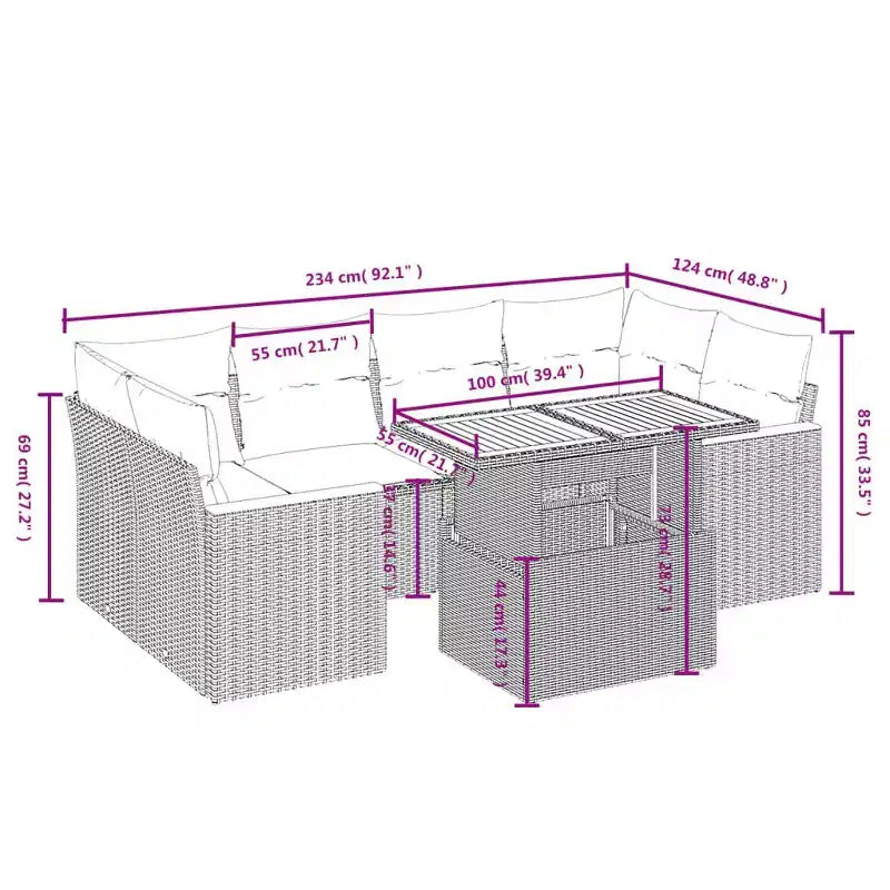 vidaXL Garten-Sofa-Set Schwarz und Creme
