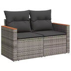 vidaXL Gartensofa-Set Grau Polyrattan Modulares Garten-Sofa-Set
