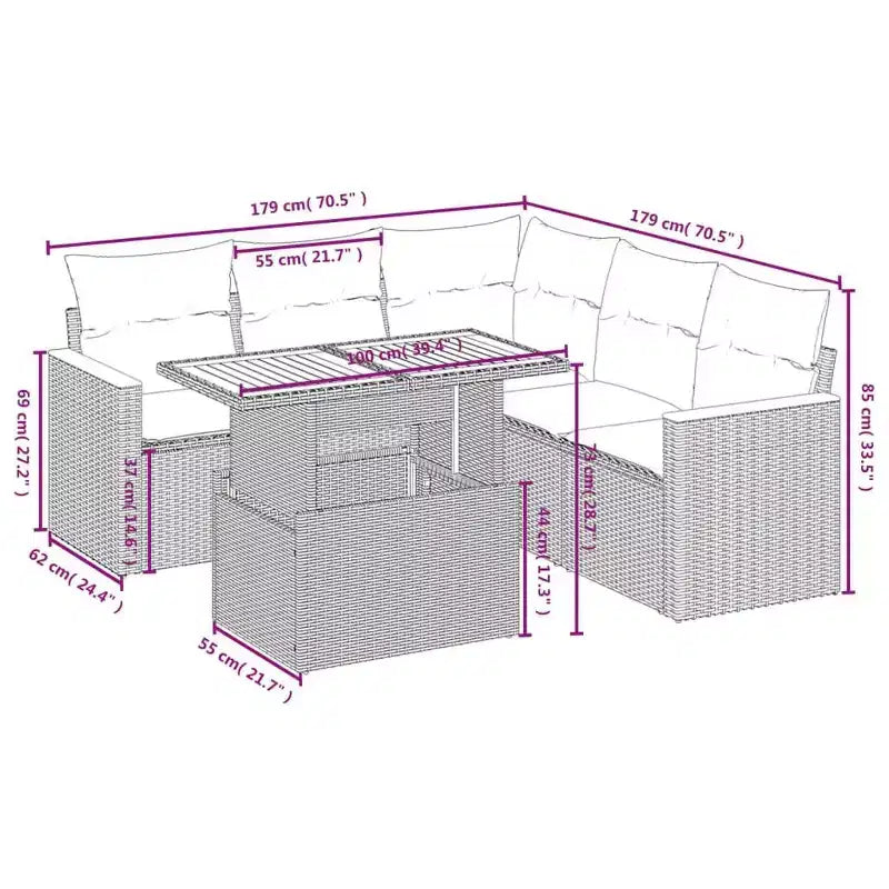 vidaXL Garten-Sofa-Set Grau
