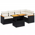 vidaXL Garden Sofa Set Black PE rattan 6-Piece Set Modular
