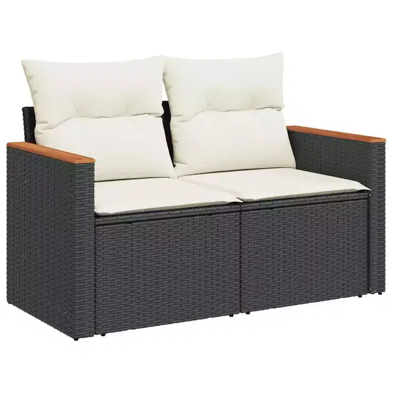 vidaXL Garten-Sofa-Set Schwarz Polyrattan 6-teilig Modular