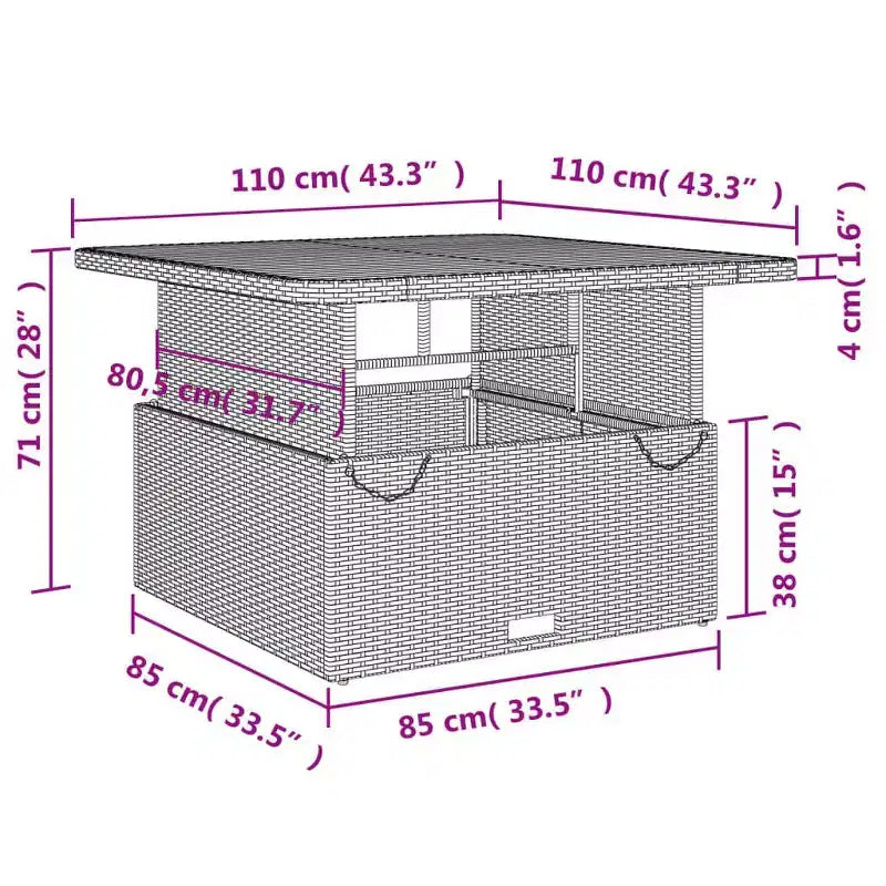 vidaXL Garten-Essgruppe Schwarz, Braun, Creme