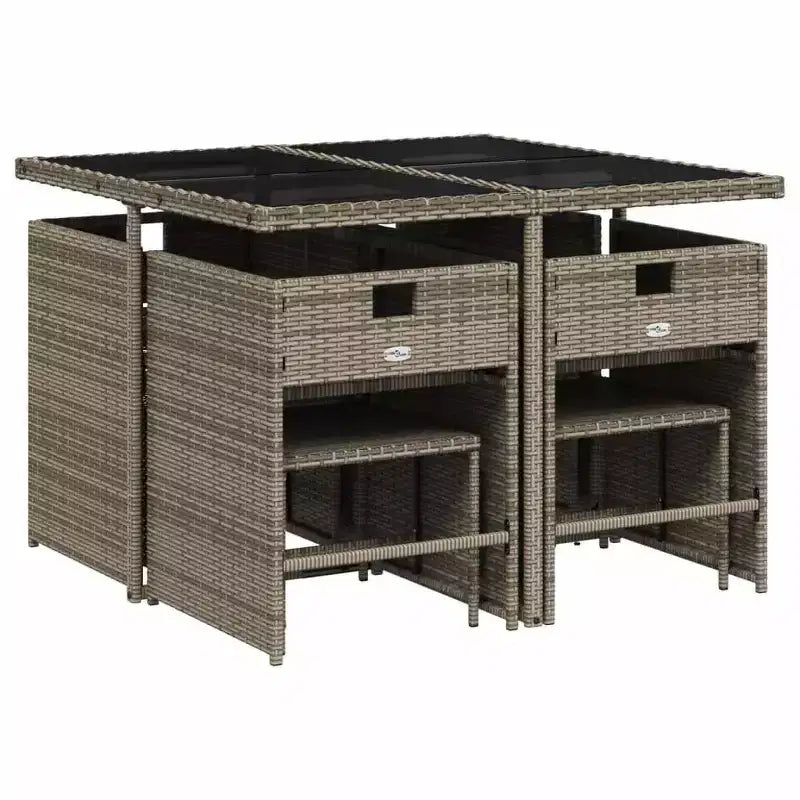vidaXL Garten-Essgruppe 8-teilig Polyrattan Grau Groß Klappbar