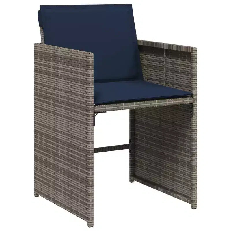 vidaXL Garten-Essgruppe 8-teilig Polyrattan Grau Groß Klappbar