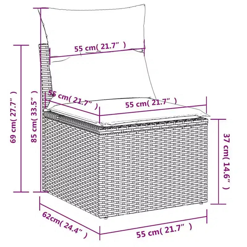 vidaXL Loungeset mit Kissen 7-teilig Polyrattan Akazie - Schwarz