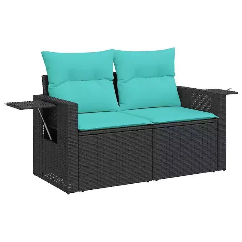 vidaXL Loungeset mit Kissen 7-teilig Polyrattan Akazie - Schwarz