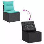 vidaXL Loungeset mit Kissen 7-teilig Polyrattan Akazie - Schwarz