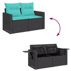 vidaXL Loungeset mit Kissen 7-teilig Polyrattan Akazie - Schwarz