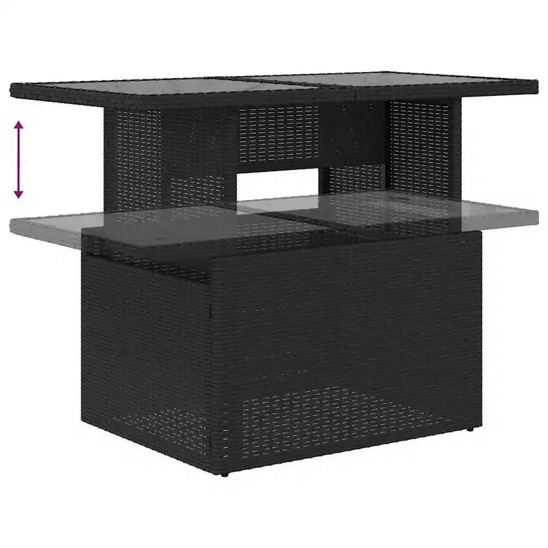 vidaXL Loungeset mit Kissen 7-teilig Polyrattan Akazie - Schwarz