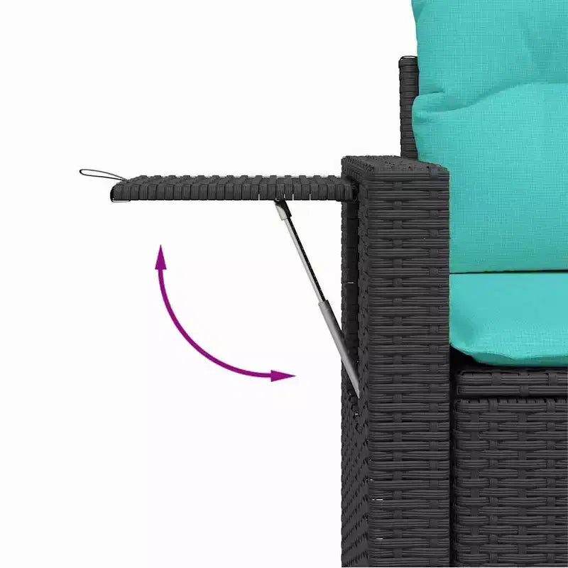 vidaXL Loungeset mit Kissen 7-teilig Polyrattan Akazie - Schwarz