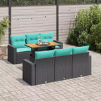 vidaXL 7-teiliges Loungeset mit Kissen Polyrattan Schwarz