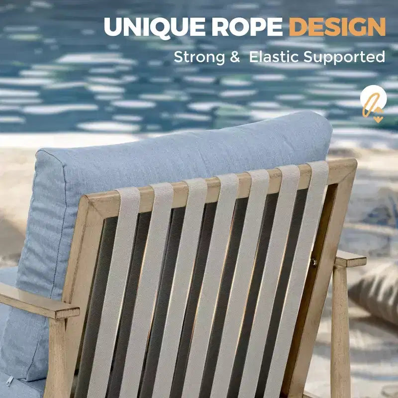 HAPPATIO Patio Gartenmöbel-Set – 6-teiliges Aluminium Outdoor Sitzgruppe mit Loveseat, Sesseln, Couchtisch und Ottomanen für Garten, Veranda