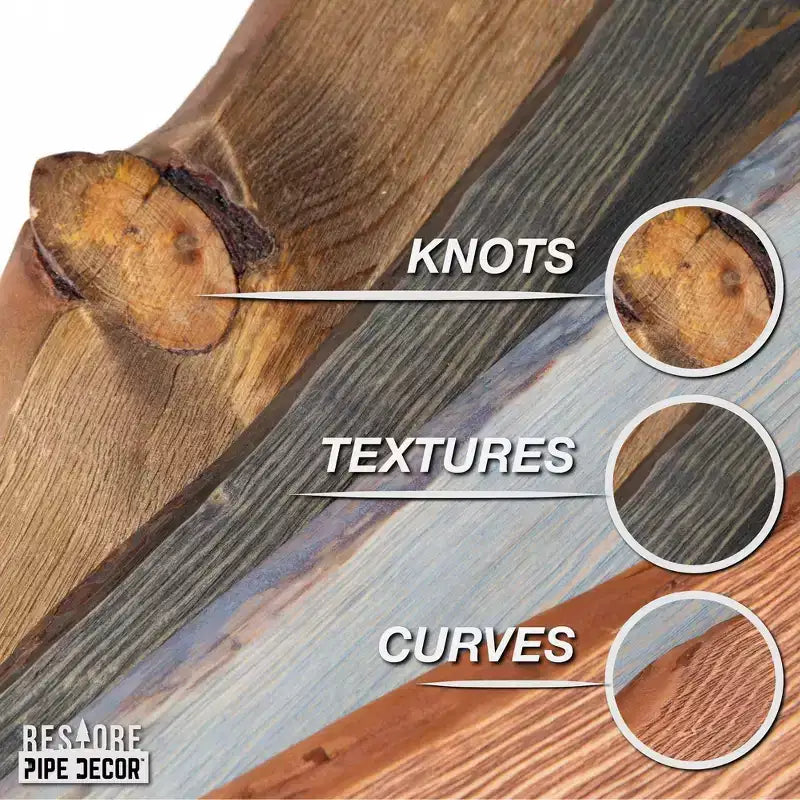 RESTORE Boulder Black 24 Zoll Holzregal mit natürlicher Baumkante (nur Holz) von Pipe Decor
