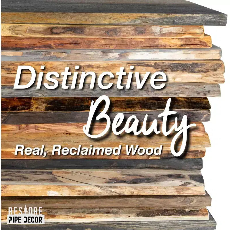 RESTORE Boulder Black 24 Zoll Holzregal mit natürlicher Baumkante (nur Holz) von Pipe Decor