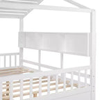 Hausbett mit Dach und Fenster, Holz-Tagesbettrahmen mit Regalen und 2 Schubladen für Kinder Mädchen Jungen, Weiß