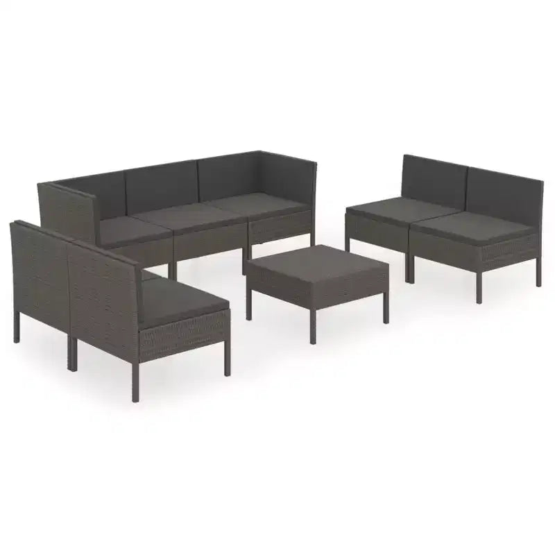 vidaXL Garden Lounge Set Patio Sectional Sofa Couch Outdoor Poly Rattan Black