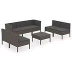 vidaXL Garden Lounge Set Patio Sectional Sofa Couch Outdoor Poly Rattan Black