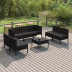 vidaXL Garten-Lounge-Set, Terrassen-Ecksofa, Outdoor Polyrattan Schwarz