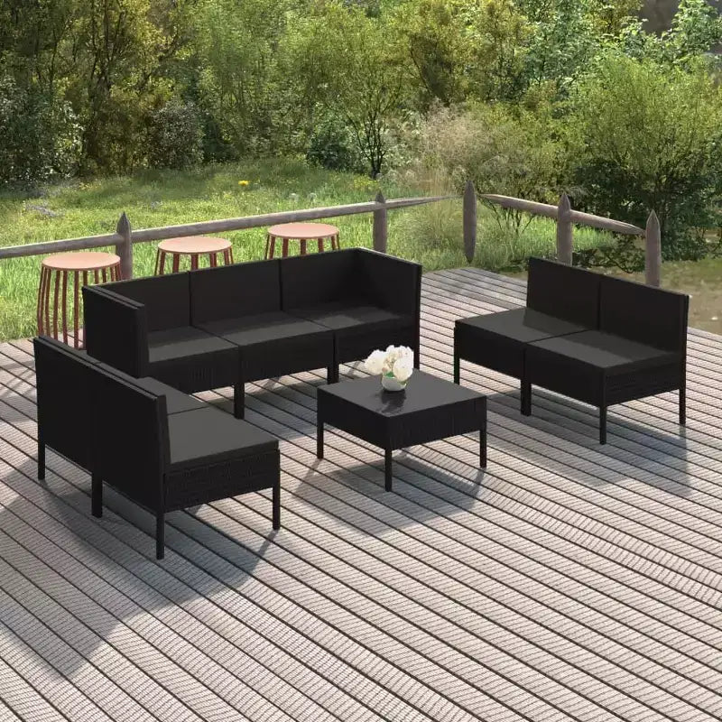 vidaXL Garten-Lounge-Set, Terrassen-Ecksofa, Outdoor Polyrattan Schwarz