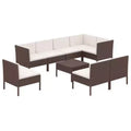 vidaXL Patio Lounge Set Outdoor Sectional Sofa Set Table Poly Rattan Brown