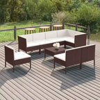 vidaXL Garten Lounge-Set Outdoor Ecksofa-Set Tisch Polyrattan Braun