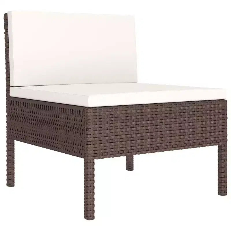 vidaXL Garten Lounge-Set Outdoor Ecksofa-Set Tisch Polyrattan Braun
