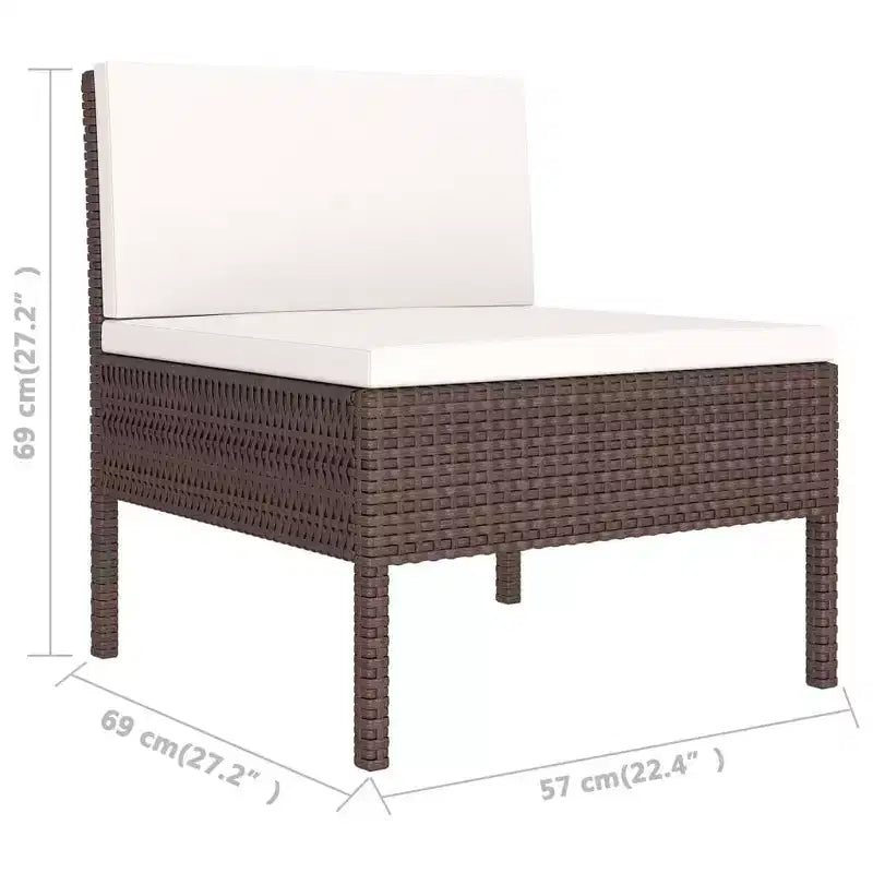 vidaXL Garten Lounge-Set Outdoor Ecksofa-Set Tisch Polyrattan Braun