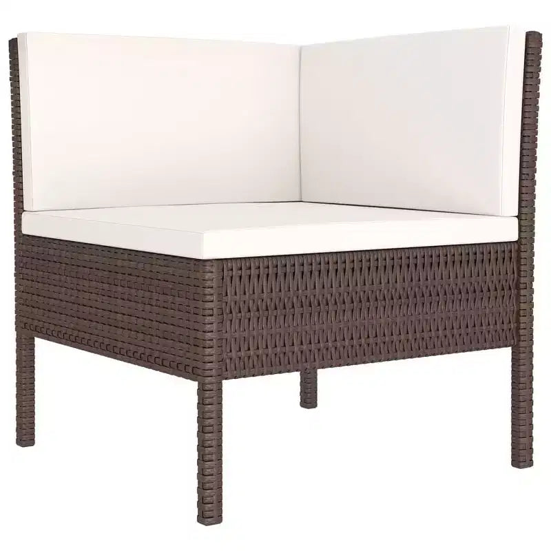 vidaXL Garten Lounge-Set Outdoor Ecksofa-Set Tisch Polyrattan Braun