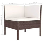 vidaXL Garten Lounge-Set Outdoor Ecksofa-Set Tisch Polyrattan Braun
