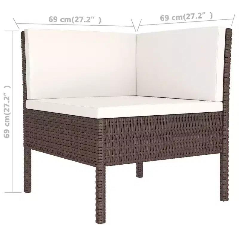 vidaXL Garten Lounge-Set Outdoor Ecksofa-Set Tisch Polyrattan Braun