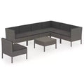 vidaXL Patio Lounge Set Outdoor Sectional Sofa Set Table Poly Rattan Gray