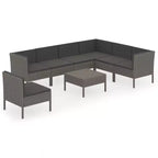 vidaXL Patio Lounge Set Outdoor Sectional Sofa Set Table Poly Rattan Gray