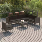 vidaXL Garten Loungeset Outdoor Ecksofa Tisch Polyrattan Grau