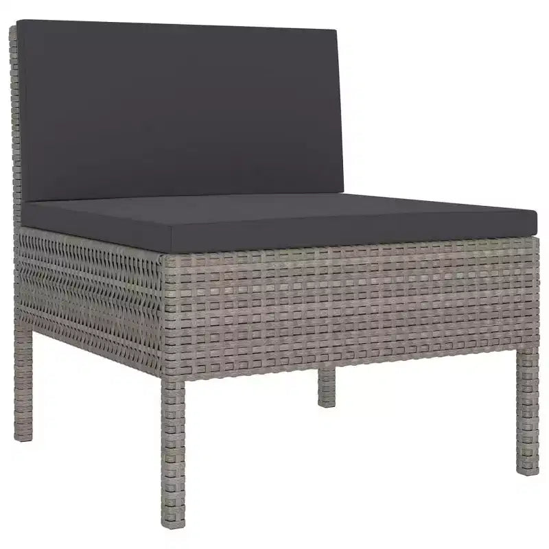 vidaXL Garten Loungeset Outdoor Ecksofa Tisch Polyrattan Grau