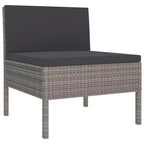 vidaXL Garten Loungeset Outdoor Ecksofa Tisch Polyrattan Grau