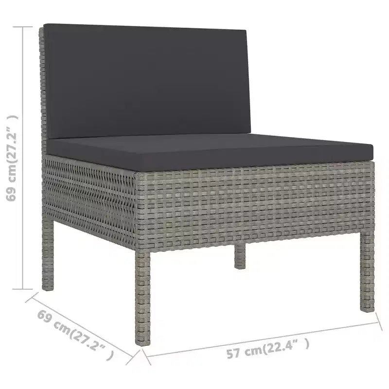 vidaXL Garten Loungeset Outdoor Ecksofa Tisch Polyrattan Grau