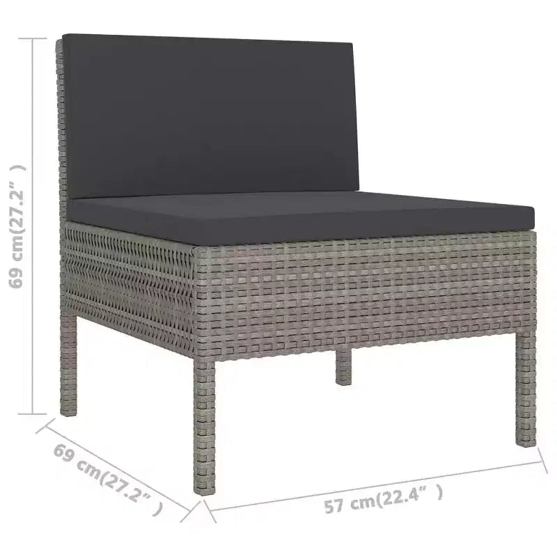 vidaXL Garten Loungeset Outdoor Ecksofa Tisch Polyrattan Grau