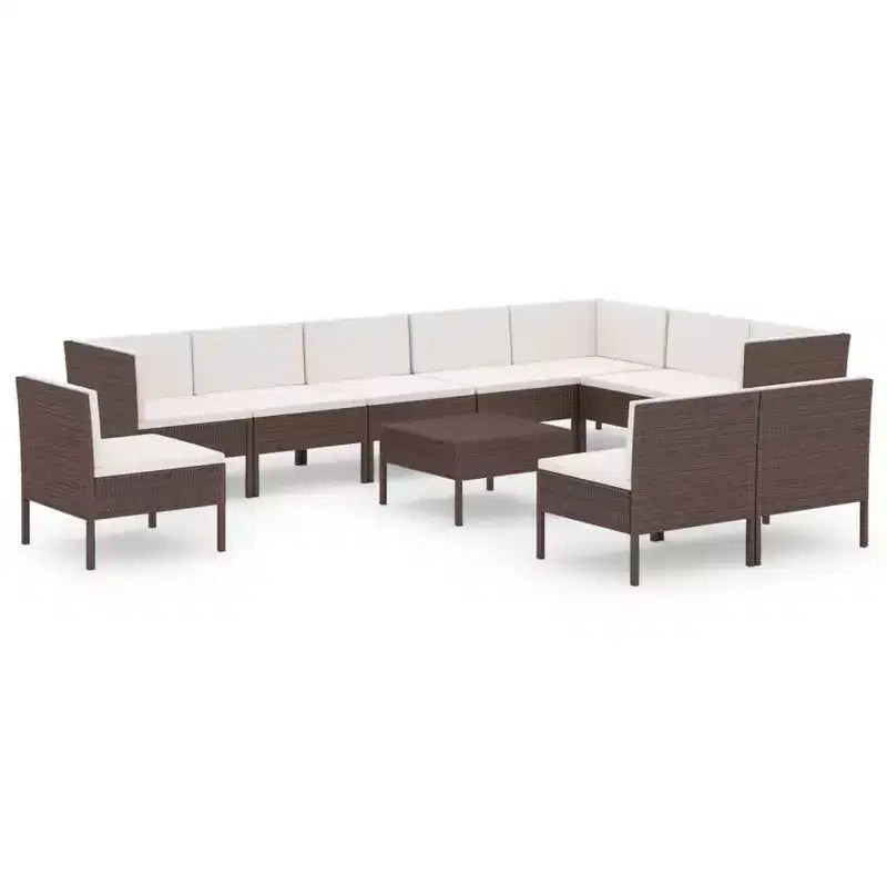 vidaXL Garden Lounge Set Patio Sectional Sofa Couch Outdoor Poly Rattan Brown