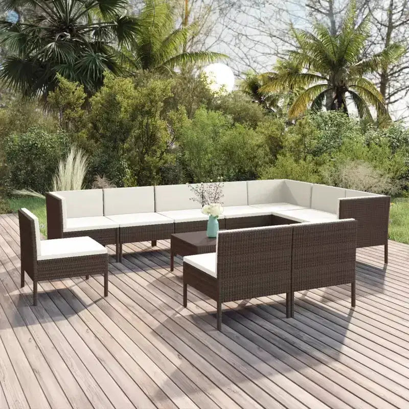vidaXL Garten Loungeset Terrassen-Sitzgruppe Sofa Outdoor Polyrattan Braun