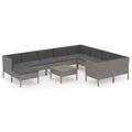 vidaXL Garden Lounge Set Patio Sectional Sofa Couch Outdoor Poly Rattan Grey